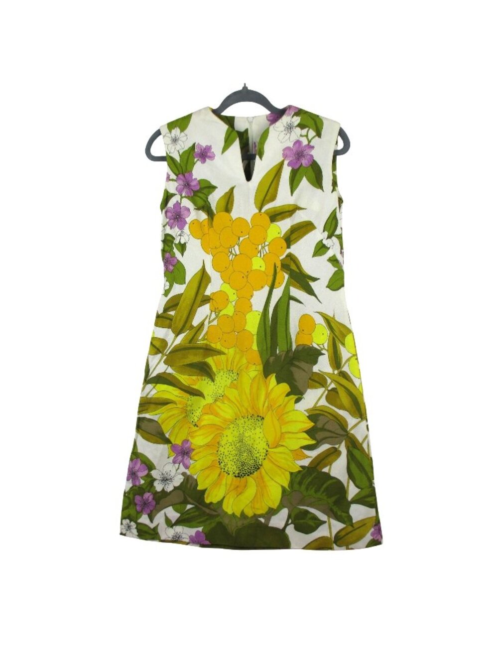 Vintage Alice Polynesian Fashions Floral Hawaiian Tiki Sheath Dress 60's Size S